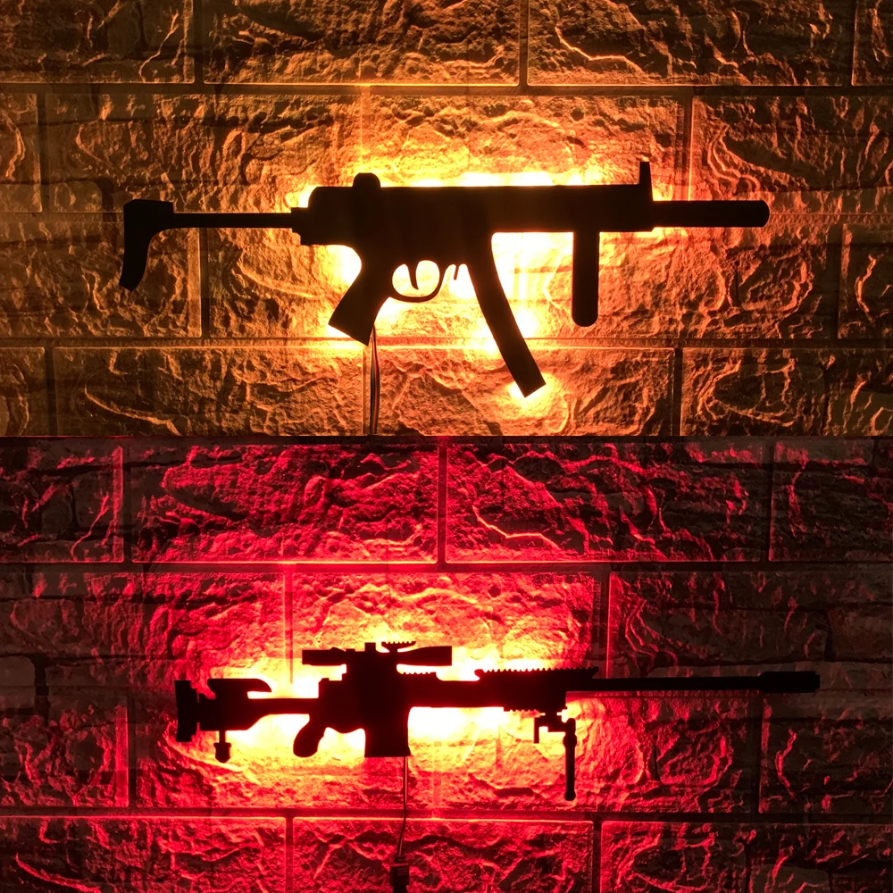 ZK30 Creative Military Fan Firearms Model Wall Lamp Hanging Picture LED Atmosphere Light Indoor Bar Decoration USB Night Light