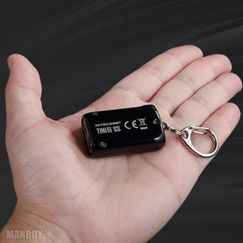 nitecore-ステンレス鋼のミニ充電式led懐中電灯2-xs500lmsデュアルコアインテリジェントキーチェーンusb-c充電式