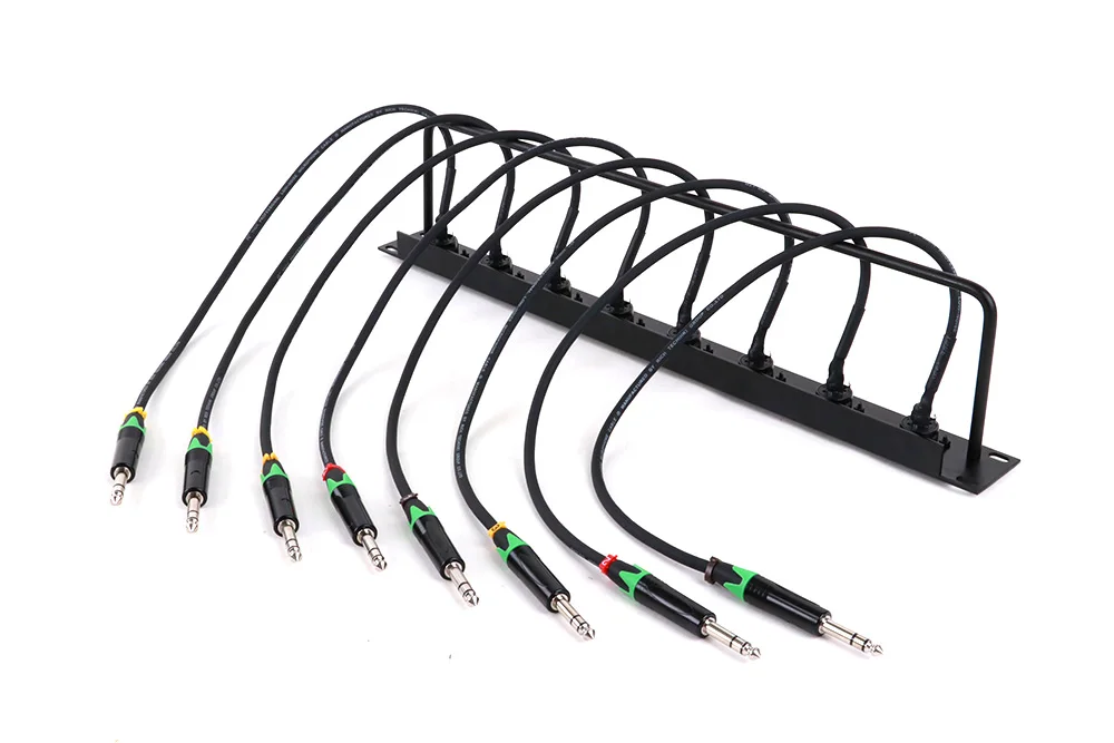 3-poliger XLR-Stecker, MIC-Buchse auf 6,35/6,5 mm TRS-Stereo-Buchse, Durchgangskonverter, 8-Wege-1U-Schrank, Kabelgestell, Verkabelung, Jumper-Rack – Detail 6