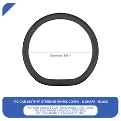 Premium Leather Anti - Slip Steering Wheel Cover, 36cm - Versatile Car Accessory (Black 36CM)