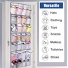 1x 24 Grid Wall-mounted Sundries Shoe Organiser Fabric Closet Bag Storage Rack Mesh Pocket Clear Hanging Over The Door Cloth Box 5