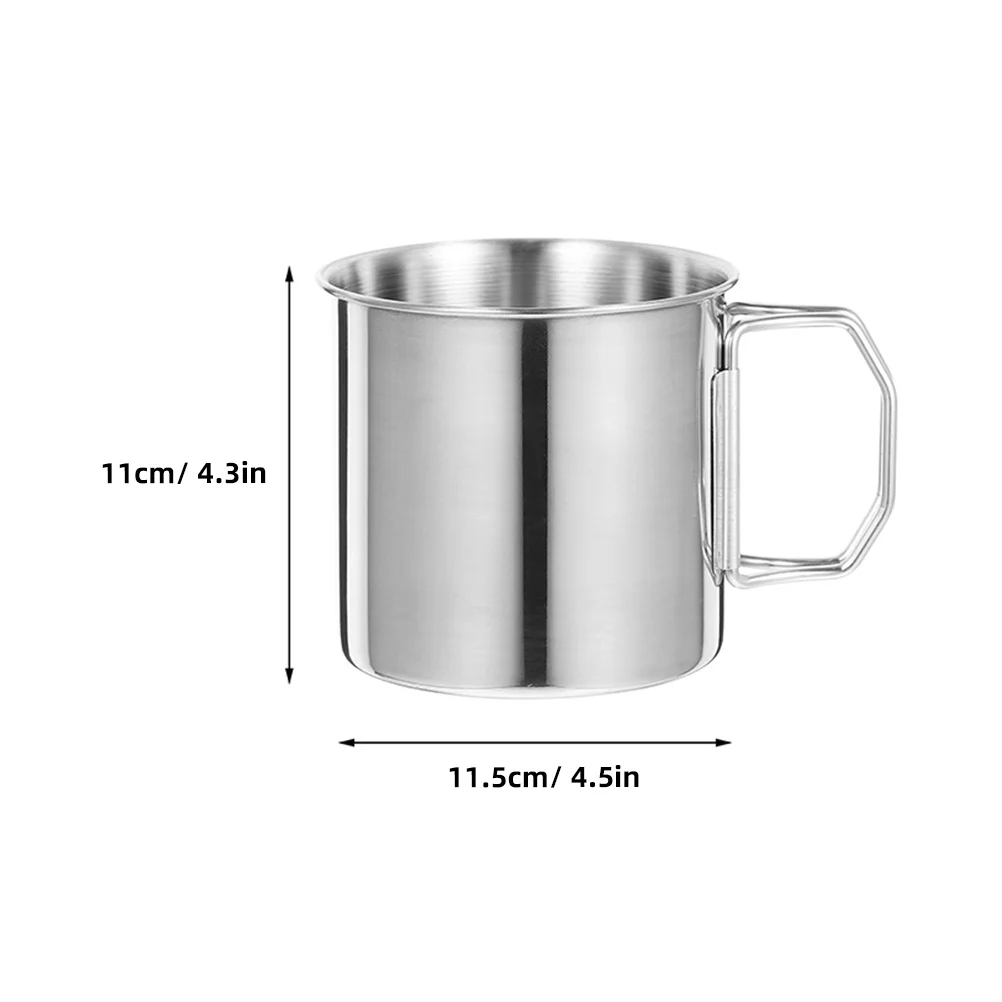 

2Pcs Stainless Camping Mug Portable Cup with Folding Handle Outdoor Camping Tea Cup for Camping