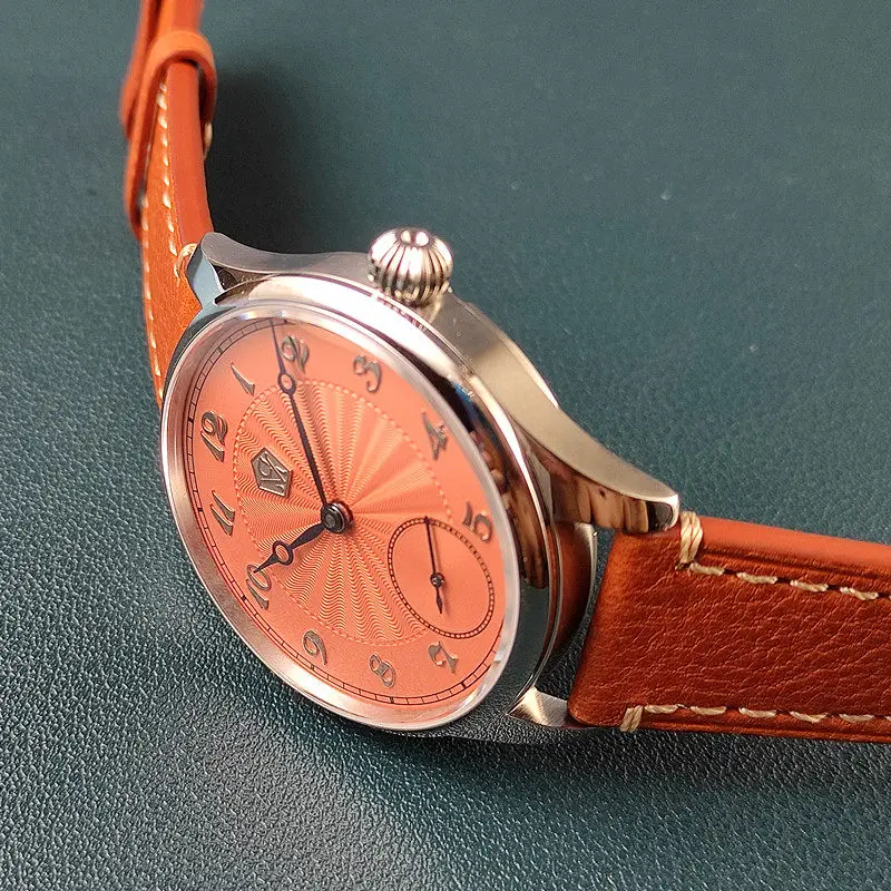 40MM manual mechanical watch with guilloche dial, 3D silver markers, blued hands, Sea-Gull ST3621, Jones Sword style, business w - 5