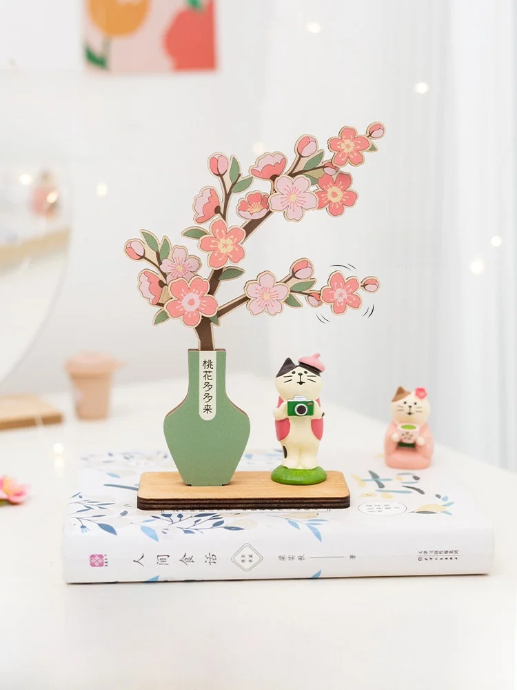 예술적인 일본식 사쿠라 나무 풍차 디퓨저 장식품 사무실용 작은 선물 여성 행운 사랑 부귀를 가져다주는 장식품