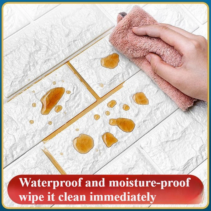 70cmx1m/5m/10m Metre 3D Soft Foam Brick Wallpaper Sticker Self Adhesive Living Room Home Kitchen Bathroom Decorative Wall Paper