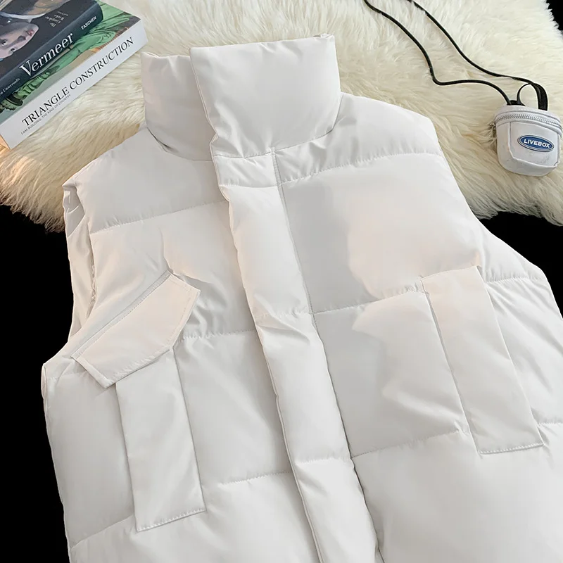 Plain Color Men's Sleeveless Vest Jackets Winter Fashion Male Cotton-Padded Vests Coats for Men Warm Waistcoats Spring Clothing