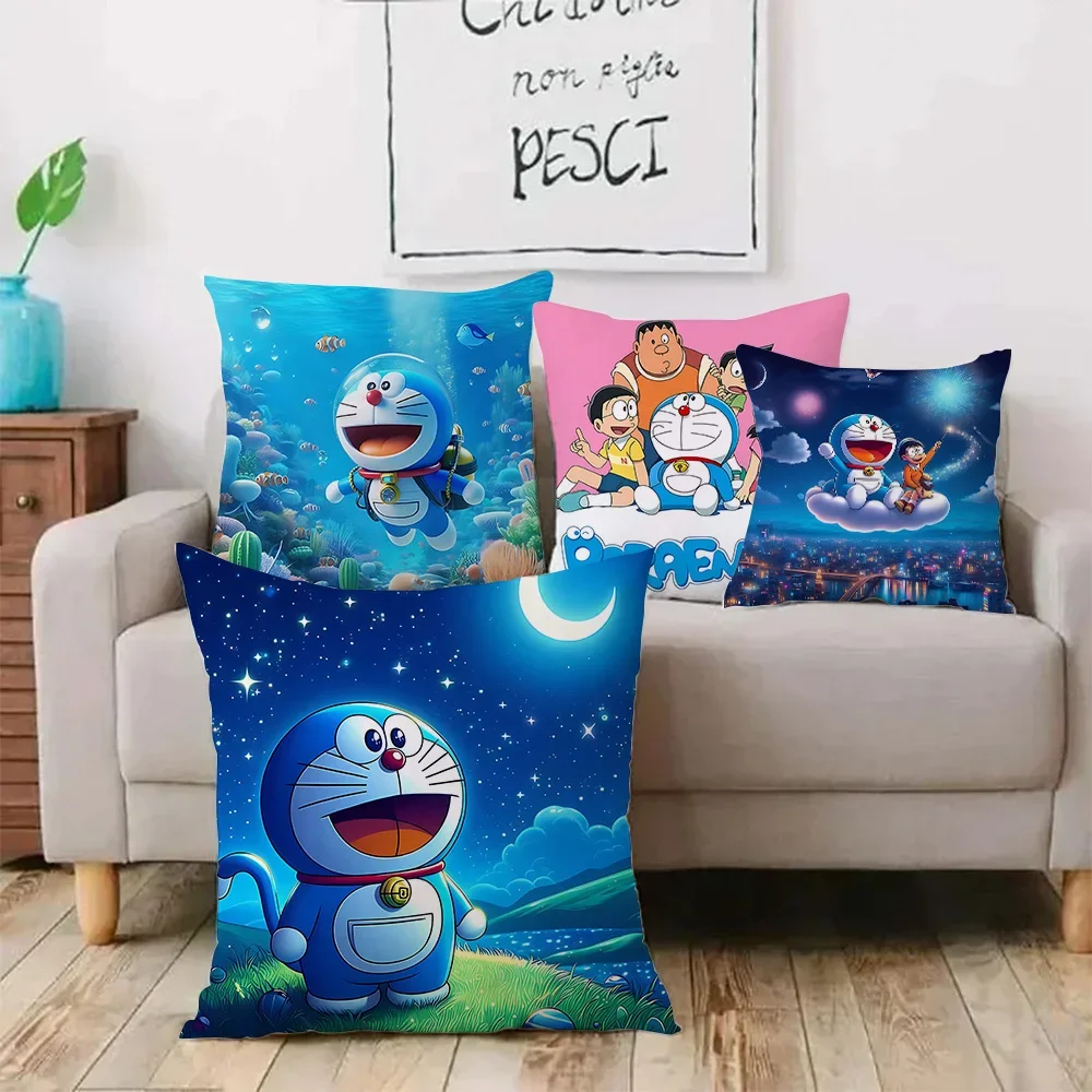 Anime For D-Doraemons Kawaii Pillow Covers Cartoon Sofa Decorative Home Double-sided Printing Short Plush Cute Cushion Cover