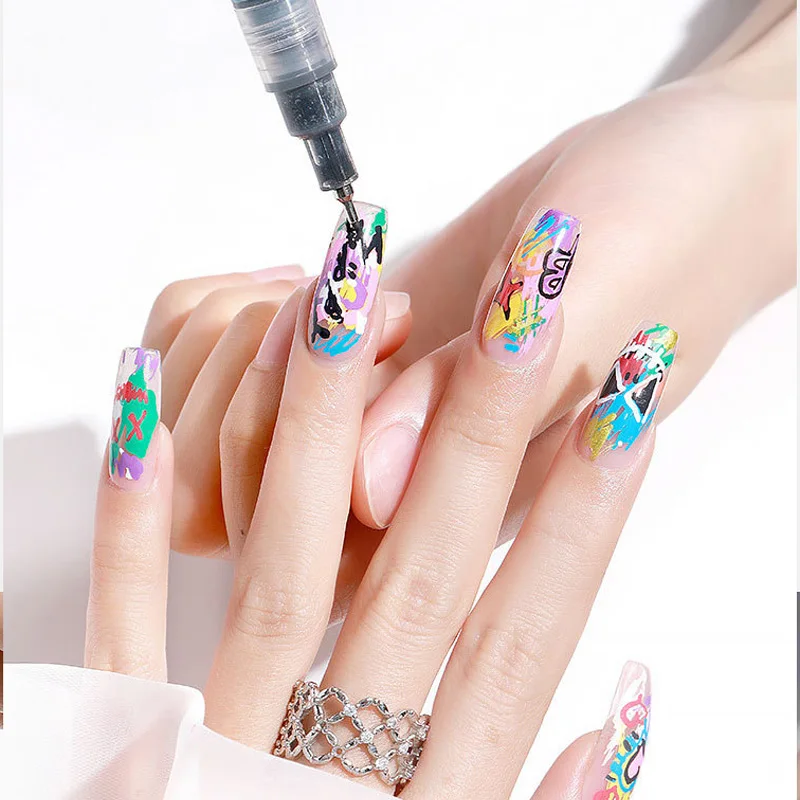 TSZS Nail Art Drawing Graffiti Pen Gel Pencil Plastic Painting Liner Brush White Marker Pen Nail Manicure Decoration Tools 2