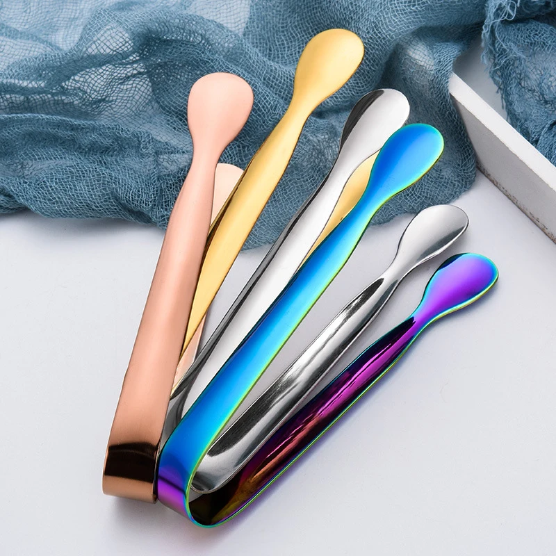 Stainless Steel Ice Cube Clip Ice Tong Bread Food BBQ Clip Barbecue Clamp Tool Bar Kitchen Accessories 10.8cm