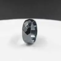 Natural Stone Hematite Faceted Rings 10mm Width Couple Jewelry Gift for Men and Women 1