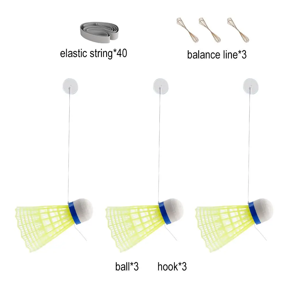 Solo Badminton Trainer Set 3 Elastic Balls with 40 Strings For Self Badminton Practice Training Tool For Adults Kids Beginners Badminton Swing Trainer