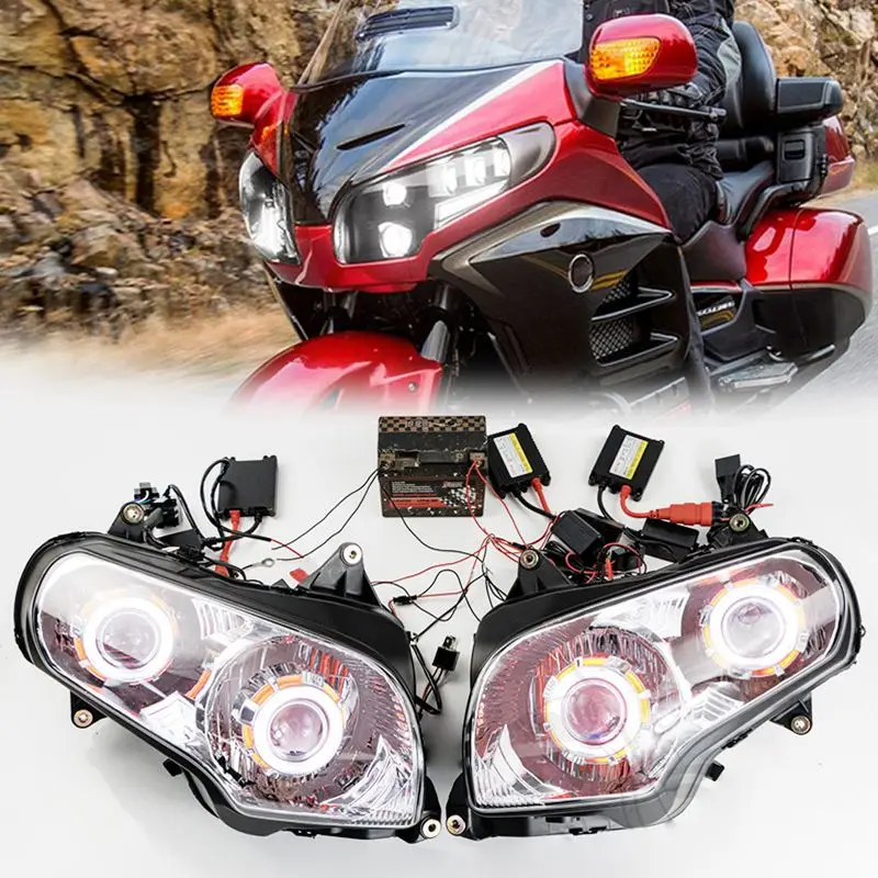 

Мотоциклетный белый ангельский глаз, демонический глаз, HID фара в сборе, подходит для Honda Goldwing GL1800 2001- 2015 GL 1800 F6B 2013 - 2015