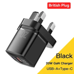 Essager 20W GaN USB-C PD Fast Charger with QC 3.0 Technology - UK Black 01