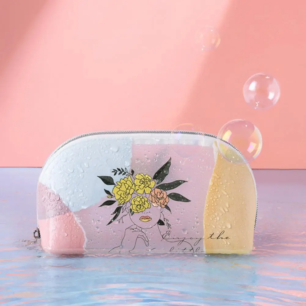 

Fashion Translucent Makeup Bag Convenient Large Capacity Pressure-resistant TPU Jewelry Digital Toiletry Pouch For Vacation