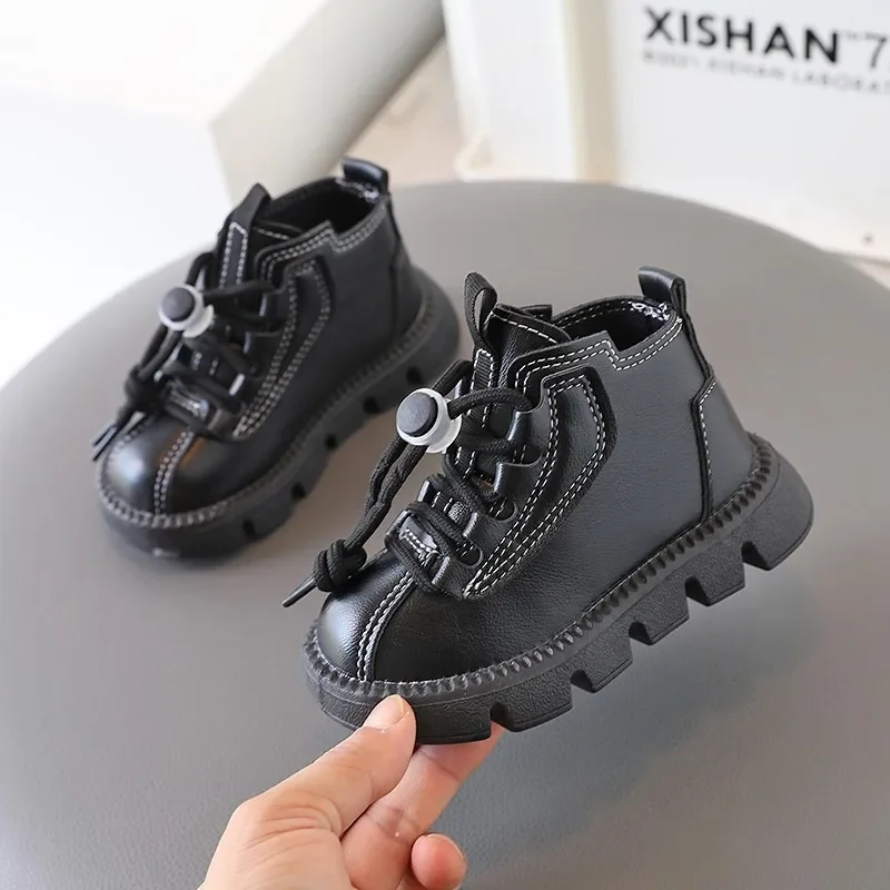 Boys Boots Kids Ankle Boots Autumn Winter Toddlers Children Fashion Little Boy Girl Lace-up Soft Rubber