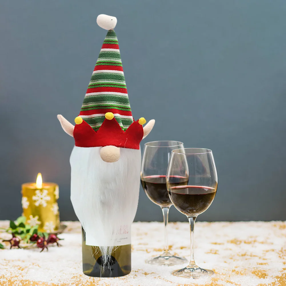 Christmas Decoration Flannel Wine Bottle Cover Xmas Ornaments Wine