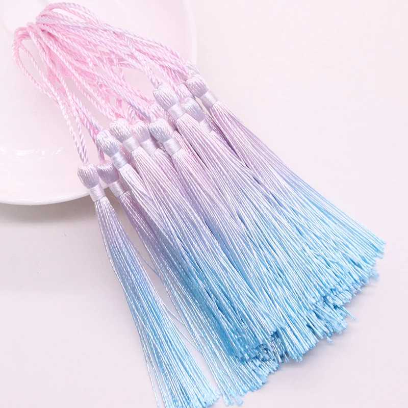 공예 폴리에스터 실크 술 프린지 공예, DIY 바느질 의류 펜던트 장식 책갈피, 그라디언트 13cm, 8 개, 신제품