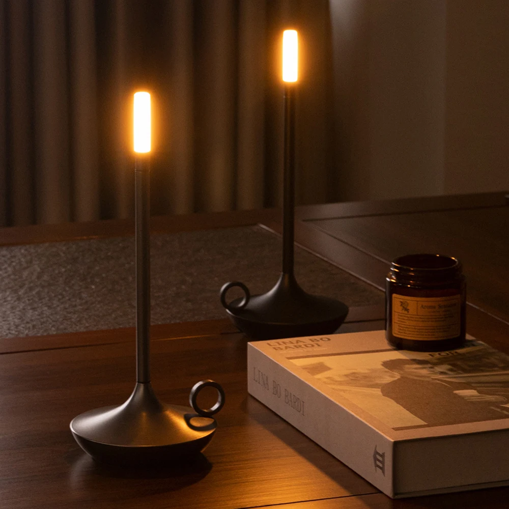 Vintage Candle warm Light Led Table Lamp Usb Rechargeable Lamp for Home Decor Restaurant Office Beside Wireless Night Lights