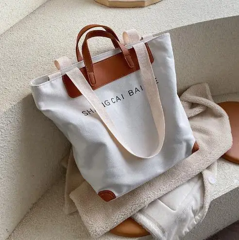 Women's Fashion New Product Large Capacity Canvas Tote Bag Girl's Portable Crossbody Shoulder Bag Handheld Mummy Bag