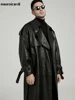 Mauroicardi Spring Autumn Long Black Crocodile Print Pu Leather Trench Coat Men Belt Double Breaste Runway European Fashion 2023 4
