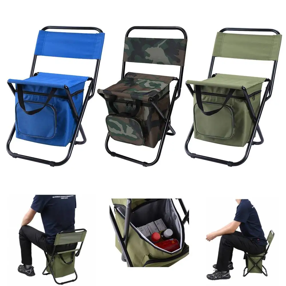 Outdoor Folding Chair Camping Fishing Chair Stool Portable Backpack Cooler  Insulated Picnic Tools Bag Hiking Seat Table Bag