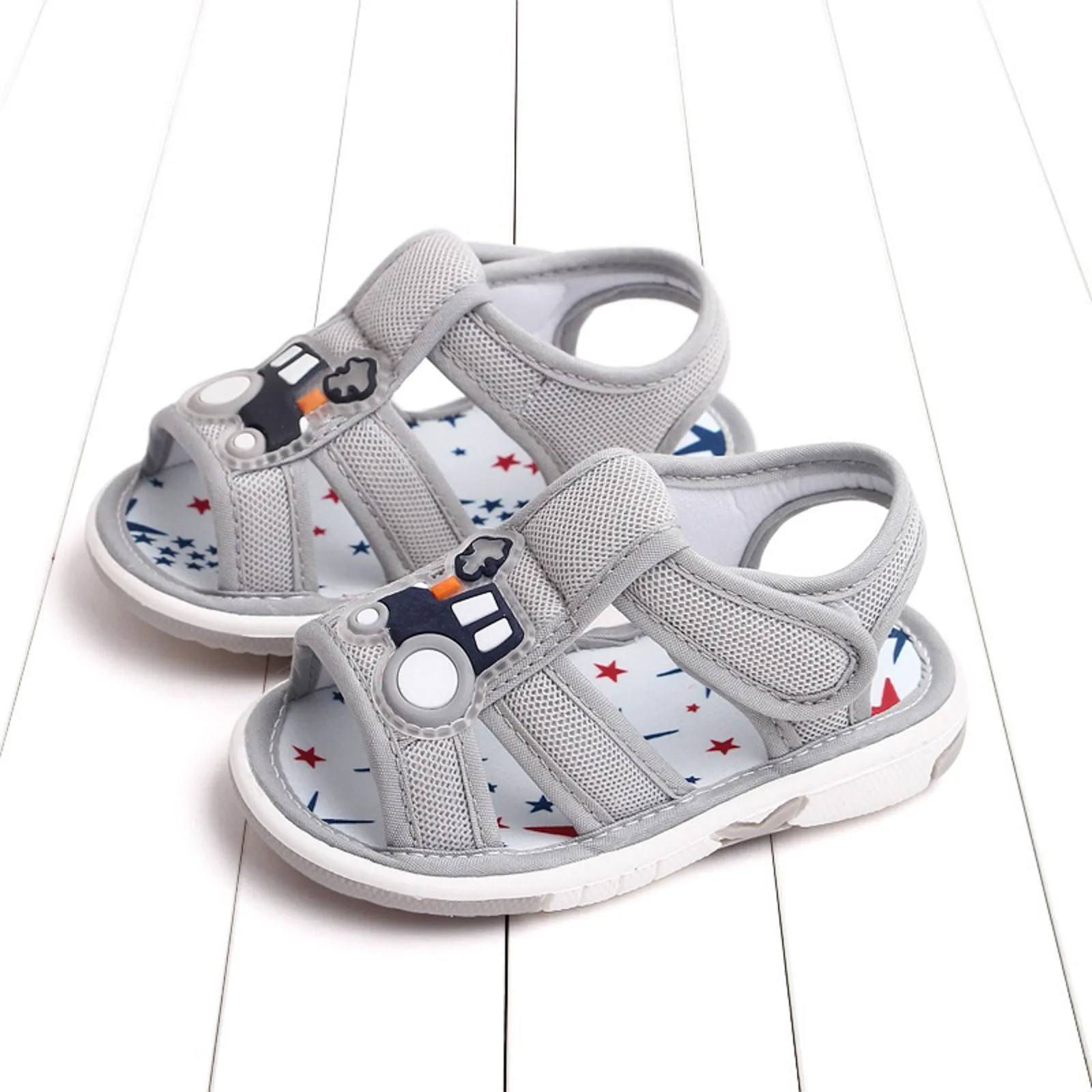 

2024 Summer 0-12 Months Newborn Baby Boys Cartoon Printing Soft Crib Shoes Infant First Walker Anti Slip Sandals Soft Sole Shoes