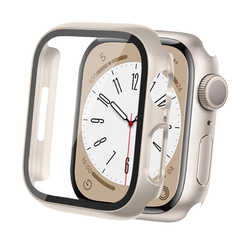 Vetro + Cover Per Apple Watch Case 45Mm 40Mm 44Mm 41Mm 42Mm 38Mm Iwatch Series 8 7 3 6 Se Proteggi Schermo Apple Watch Accessori
