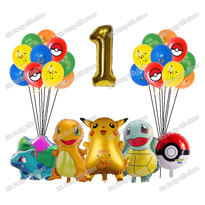 thumbnail image 1 of Decoración para fiesta de cumpleaños de Pokémon Pikachu Lightning, nuevo juego de globos, suministros para eventos infantiles, vajilla desechable, pancarta, máscara, fondo, 1 of 5