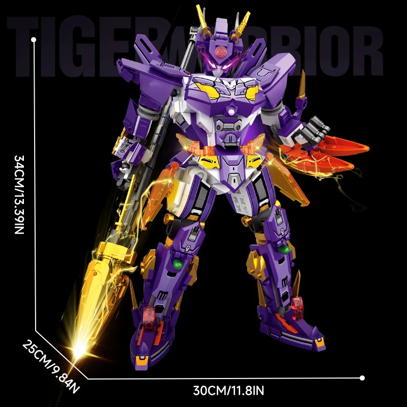 2 in 1 Mecha Warrior Transforming Robot Building Blocks Super Hero Tiger Animal