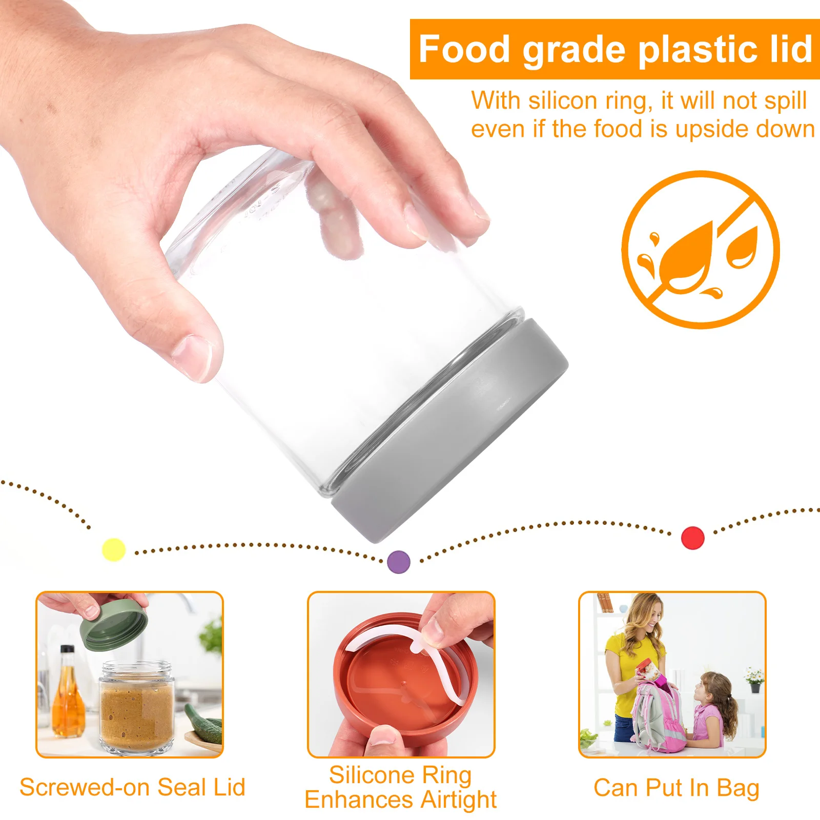 Overnight Oats Jar Clear Glass Storage Jar Sealed Lids Leakproof Fruit Yogurt Storage Containers Food Tank 4Pcs