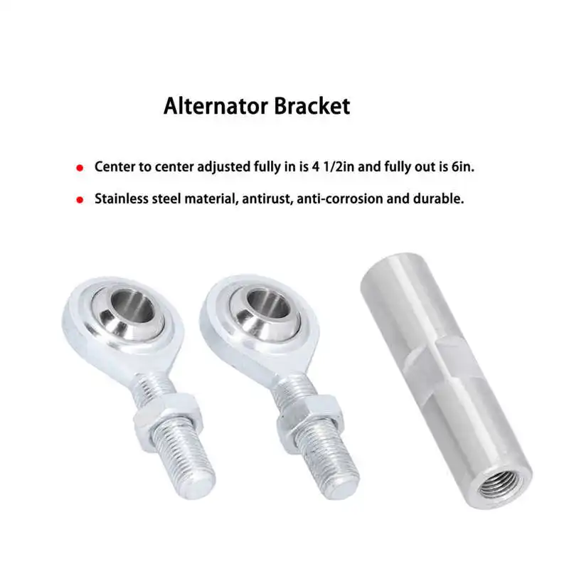 Adjustable Tensioning Rod 2 1/2in Stainless Steel Alternator Bracket Fit for Chevy engine Ford engine Mopar
