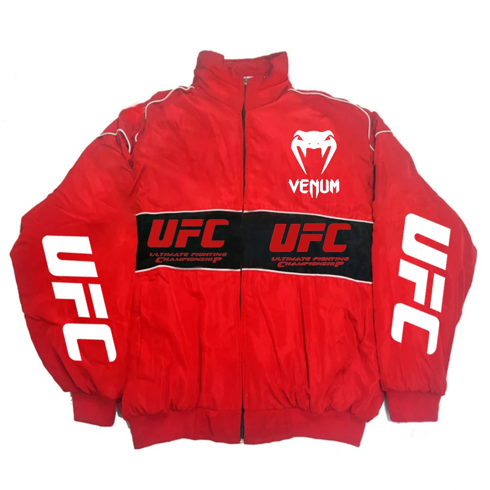 UFC outdoor windproof warm standing collar jacket men's winter fleece jacket lightweight sports running top workwear