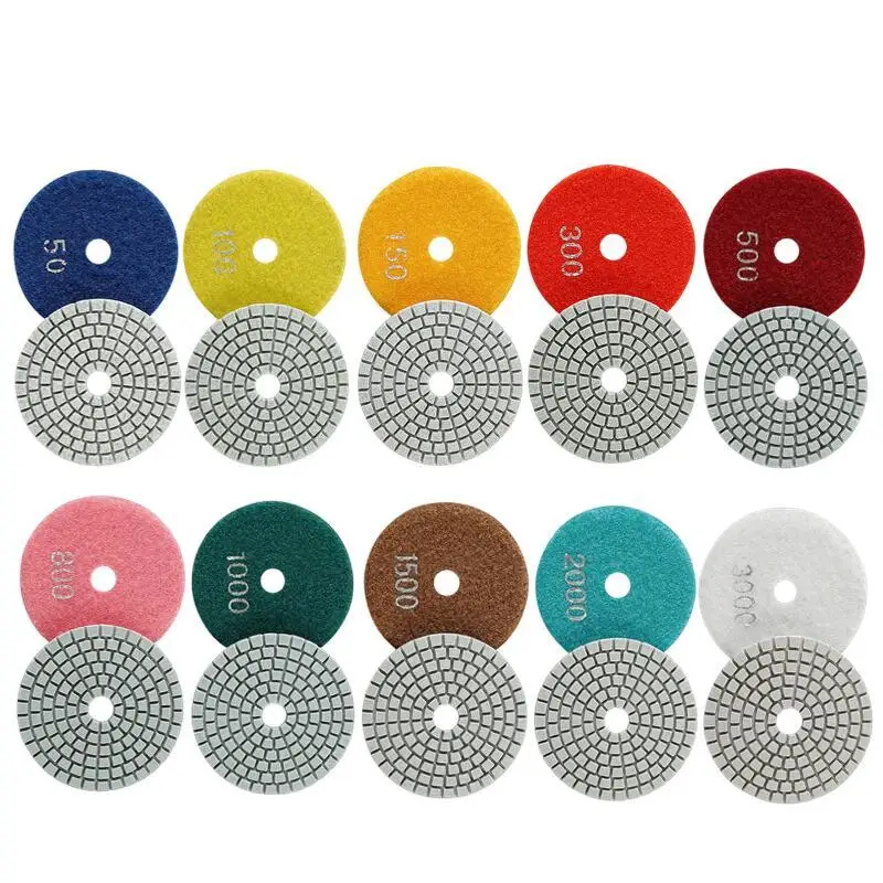 10pcs 3 Inch 80mm Wet Diamond Polishing Pads Grinding Disc Kit for Concrete Marble Stone Countertop Quartz Granite Polish Tool 5 10pcs stone splitting tool 16 18 23mm stone splitter concrete rock splitters hand tools set metal plug