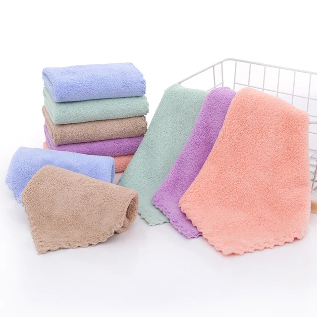Coral Velvet Face Towel Microfiber Absorbent High-density Square Hand Towel Cleaning Wipes Quick Dry Clean Handkerchief Supplies 1