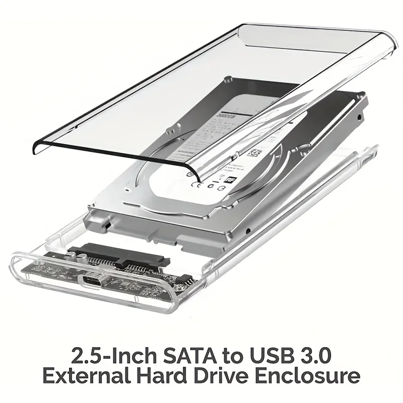 투명 외장 하드 드라이브 케이스 2.5인치 HDD SSD 케이스 마이크로-B to USB3.1 4TB 드라이브 하우징 UASP SATA III 호환 노트북용