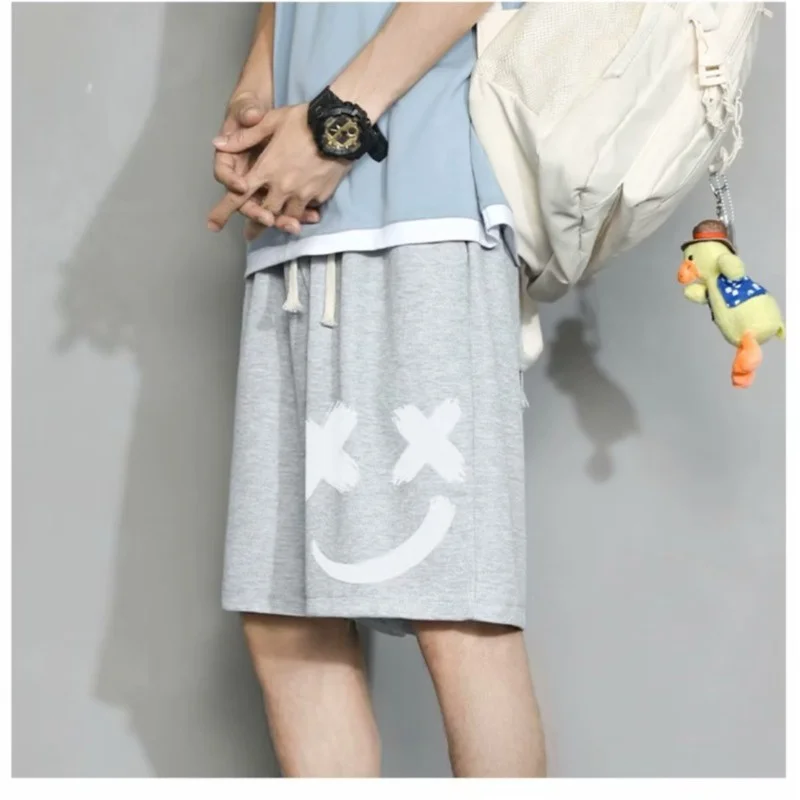 Oversized Shorts Men Graffiti Smiling Face Cartoon Printed  Shorts Summer Sports Five-point Sport Basketball Short Pants 4