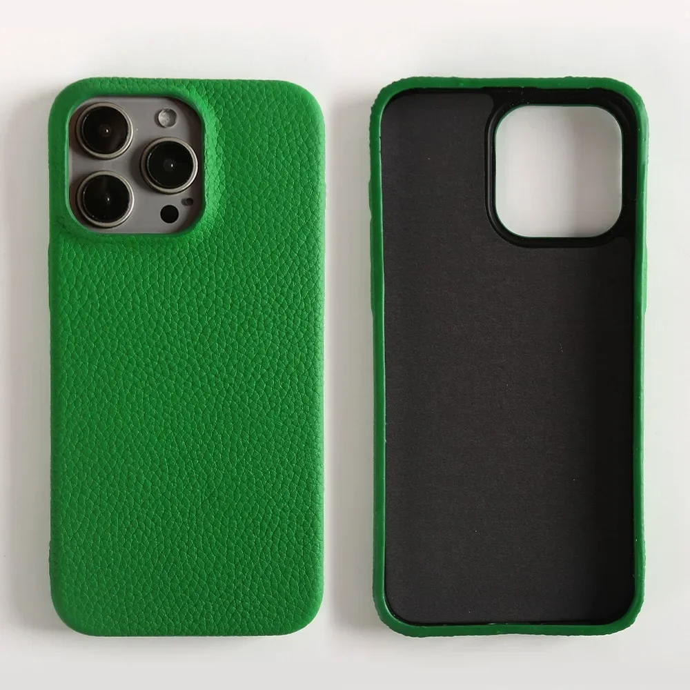 Luxury Full Grain Leather Shockproof Phone Case - Elegant Back Cover