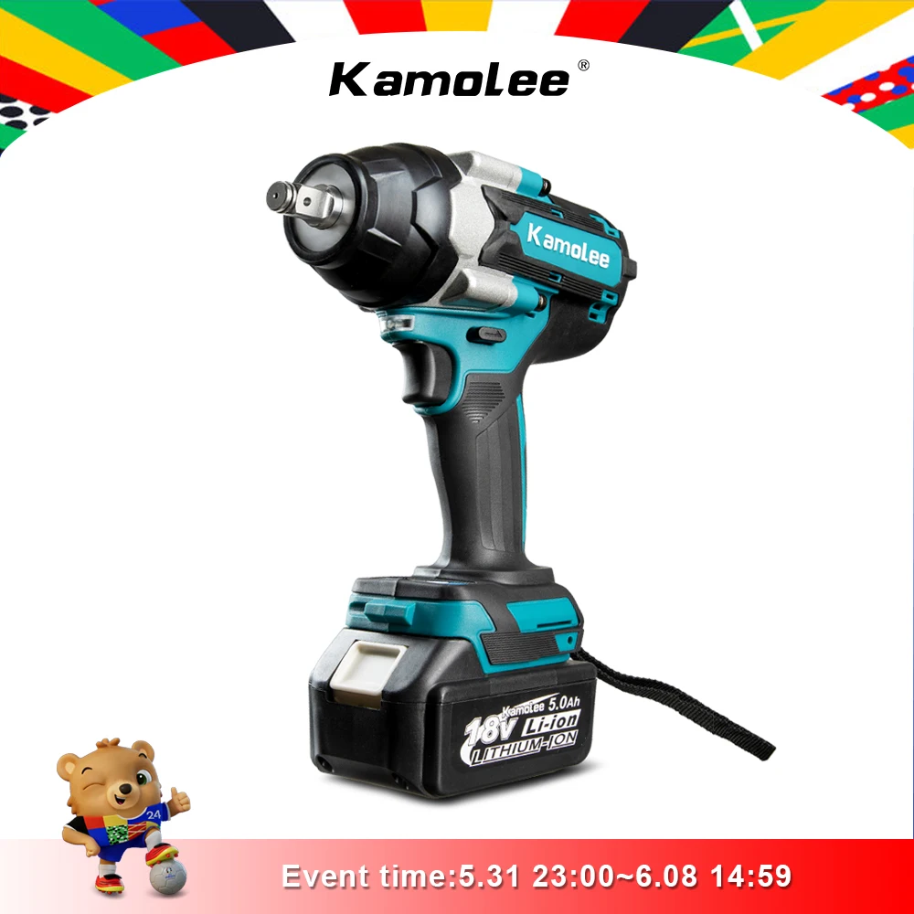 Kamolee 1800 N.M Torque DTW700 Brushless Electric Impact Wrench 1/2 In Lithium-Ion Battery For Makita 18V Battery