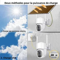 Caméra de sécurité solaire WiFi Tuya, caméra extérieure sans fil 8MP, faible consommation d'énergie, caméra PTZ, détection de mouvement PIR, vidéosurveillance CCTV 3