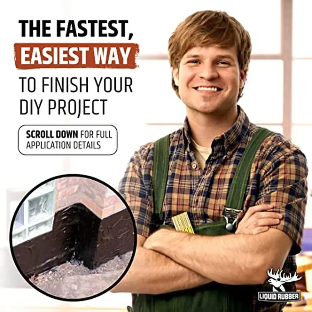 Waterproof Black Sealant Foundations Basements and More Flexible & Easy Application Environmentally Friendly 5 Gallon Size
