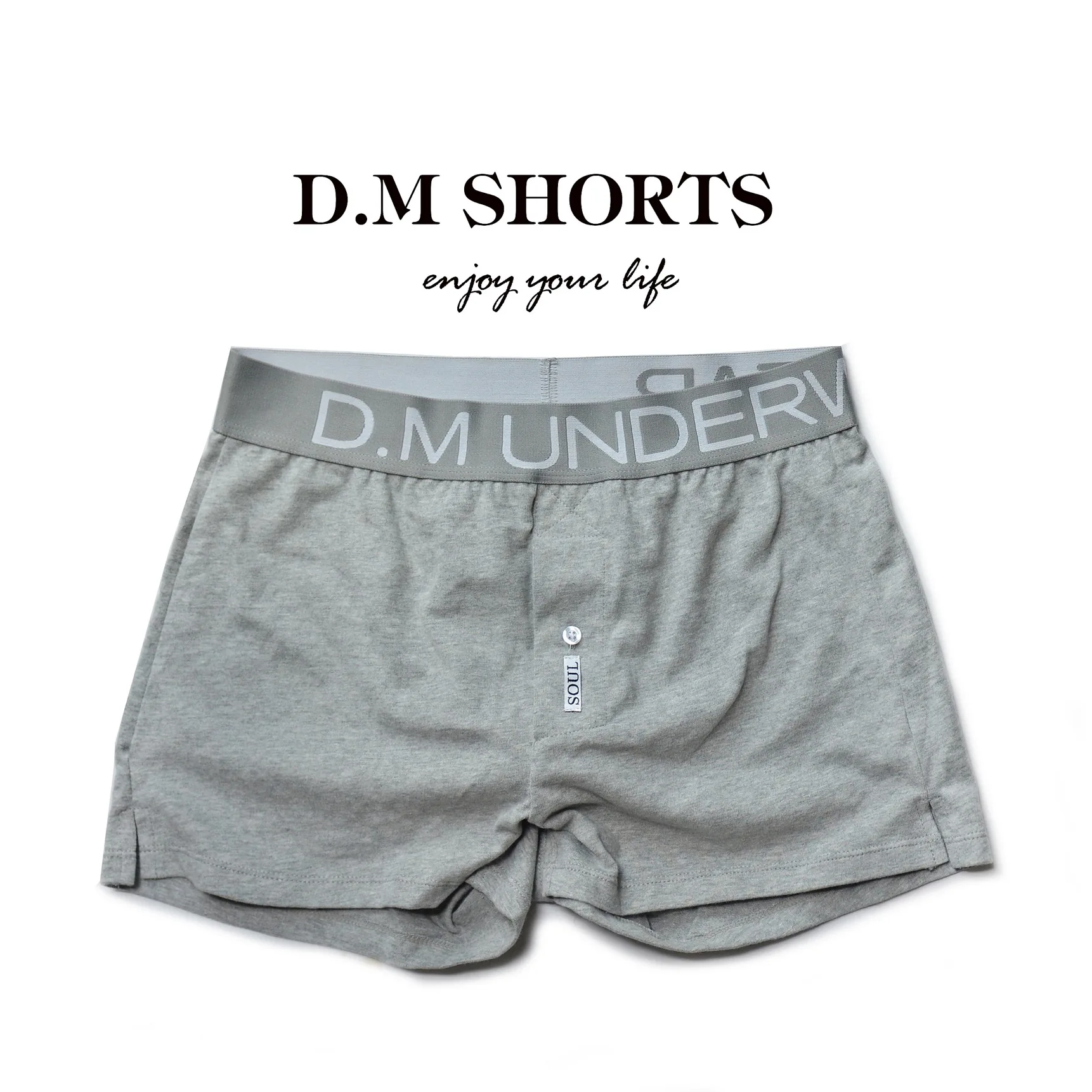 D. M Men's Underwear Sexy Letter Waistband Solid Simple Basic Bottom Arro Pants Home Sleeping Pants Button Flat Corner