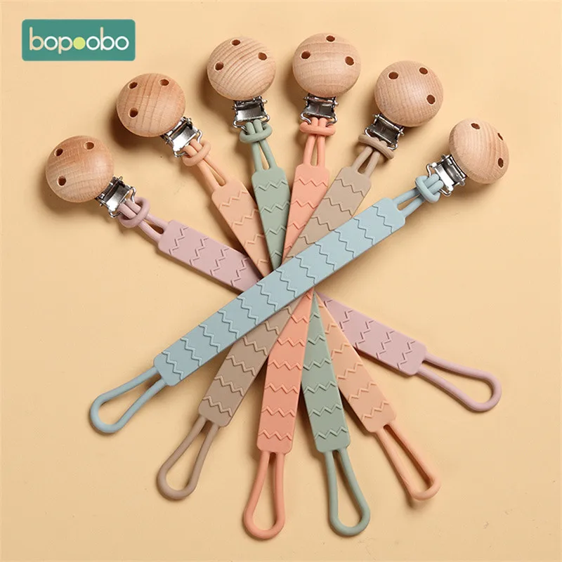 

1PC Babies Wooden Pacifier Chain Baby Anti-drop Chain Infant Nipple Accessories Soother Chain Clips Dummy Holder Nipple Clips