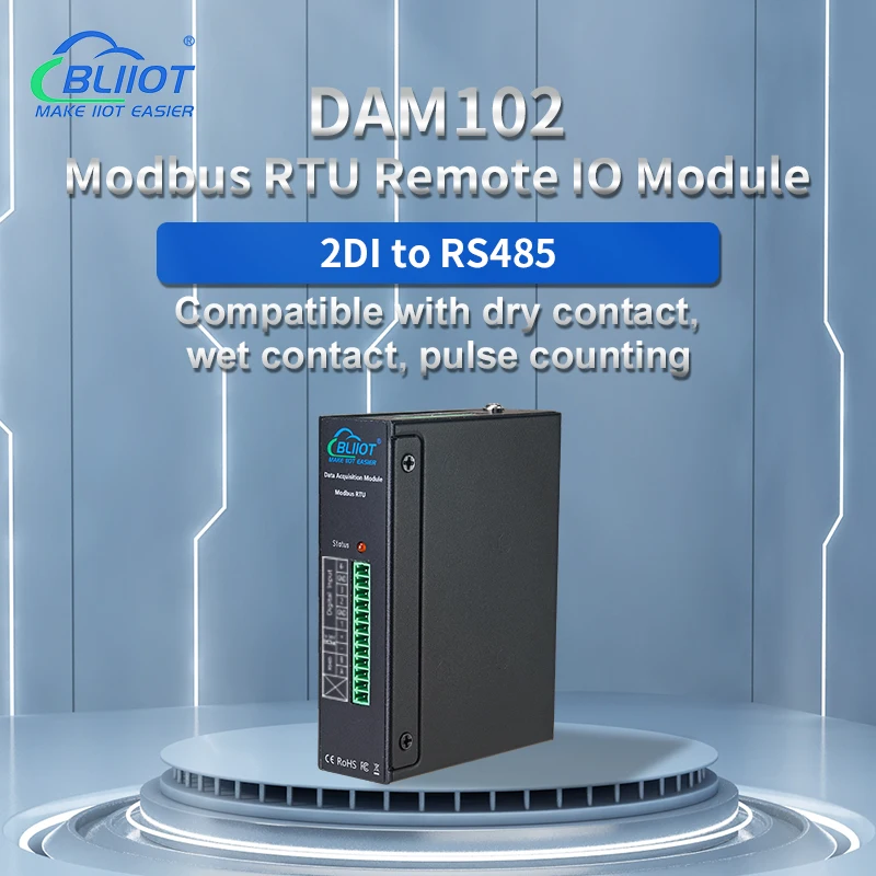 

BLiiot 2 Digital Input to modbus RS485 Acquisition Module TO PLC HMI DCS Industrial Automation DAM102