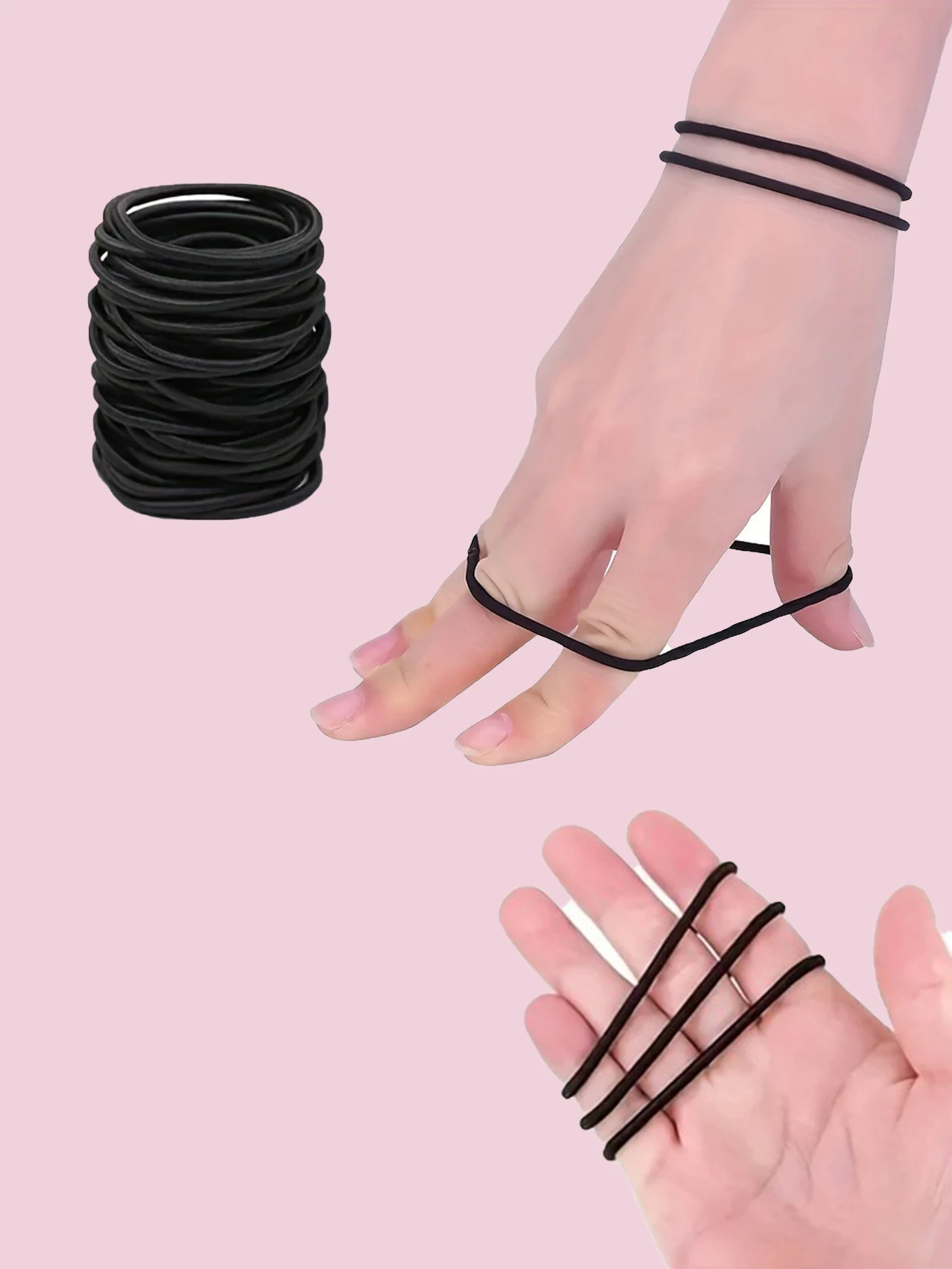 Smarsty Black High Elastic Hair Bands