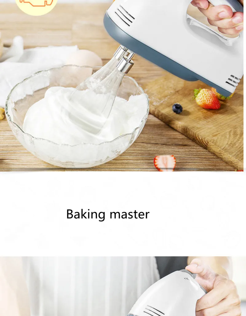 Description Picture 6 of itemEgg beater Household hand-held electric small baking cake cream mixer stainless steel egg beater