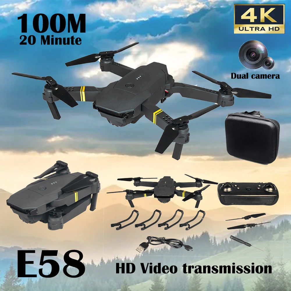 LSRC E58 WIFI FPV With Wide Angle HD 4K/1080P Camera Hight Hold Return Automatically Mode Foldable Arm RC Drone X Pro RTF Dron |