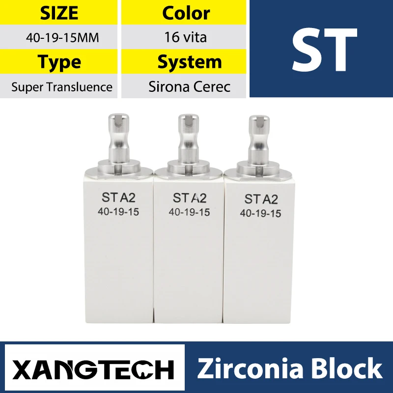 

Free Shipping 6pcs/box XANGTECH 40*19*15 Dental Lab Sirona Cerec Blocks Super Translucence White Preshaded Zirconia Blocks