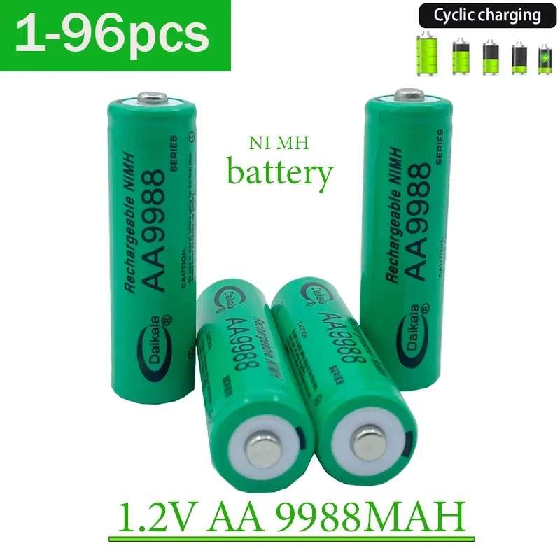

1-96pcs Free Shipping New1.2V AA 9988MAH Rechargeable Battery Suitable AA Alkaline Battery for Radio, Alarm Clock Electric Toys