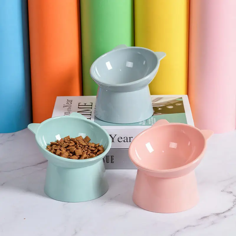 

Cat Bowl High Foot Dog Bowl Neck Protector Cat Pet Food Water Bowl Anti-tip Binaural Pet Feeding Cat Accessorie Pet Dessert Bowl
