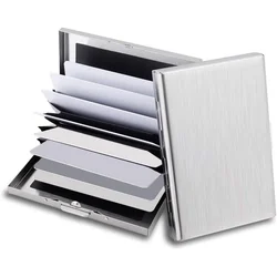 RFID Blocking Metal Credit Card and Business Card Holder with Gift Box Packaging (Silver)